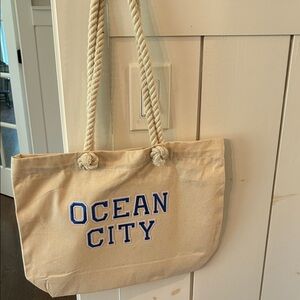 Beige Ocean City Tote Bag
